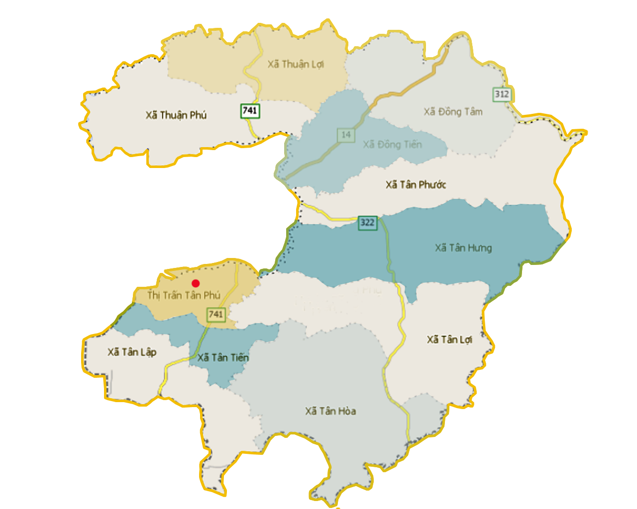 Bản đồ huyện Đồng Phú