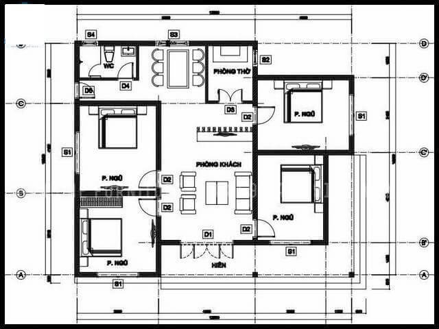 BST Mẫu Nhà Mái Thái 1 Tầng 4 Phòng Ngủ Đẹp Xu Hướng 2023