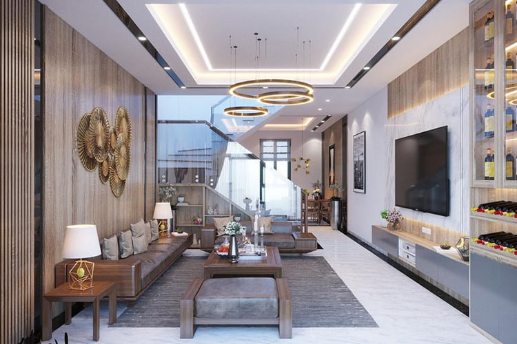 Sofa phòng khách nhà ống 5m – 15+ Mẫu đẹp hiện đại nhất