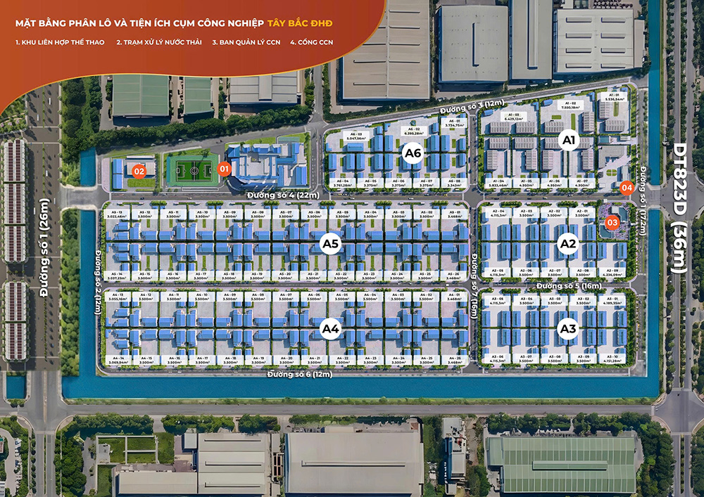 Mặt bằng phân lô CCN Tây Bắc Đức Hòa Đông